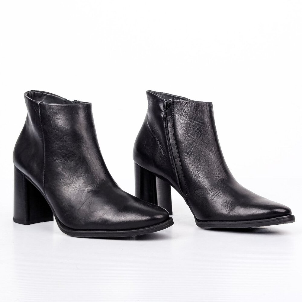 Paul Green Women Winn Black Leather Ankle Heel Boots sz 8US AUS 5.5
